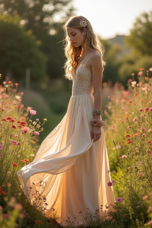 bohemian vintage satin elegance