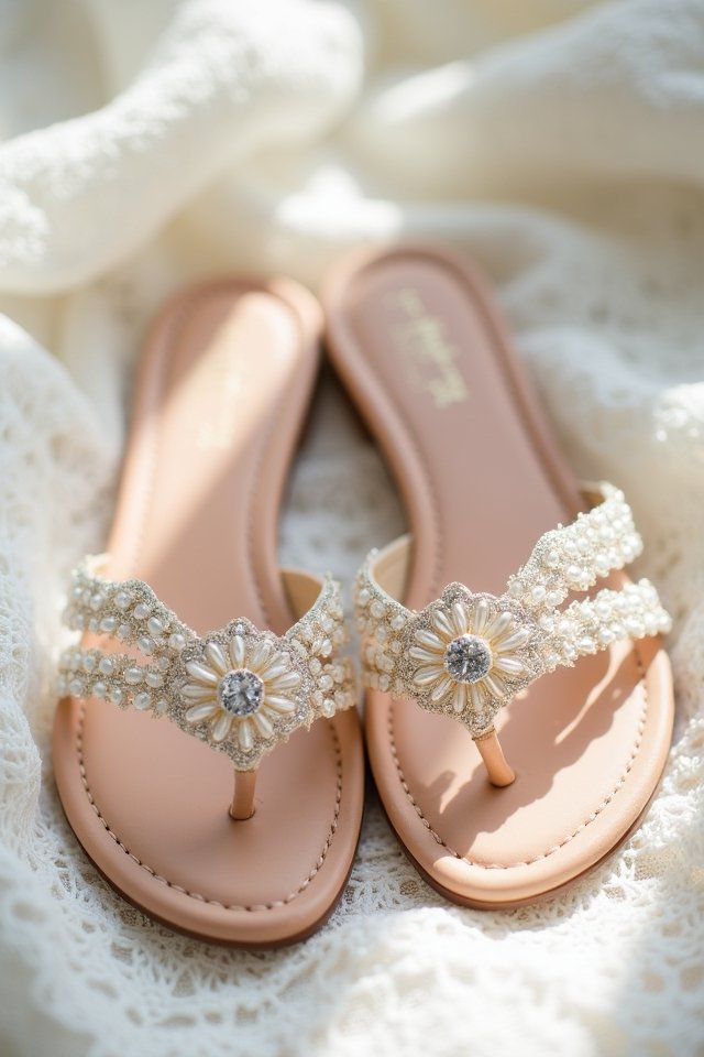 charming embellished flat sandals