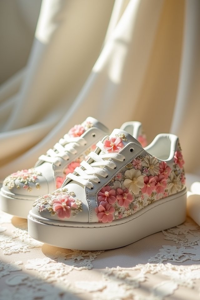 chic floral embellished sneakers