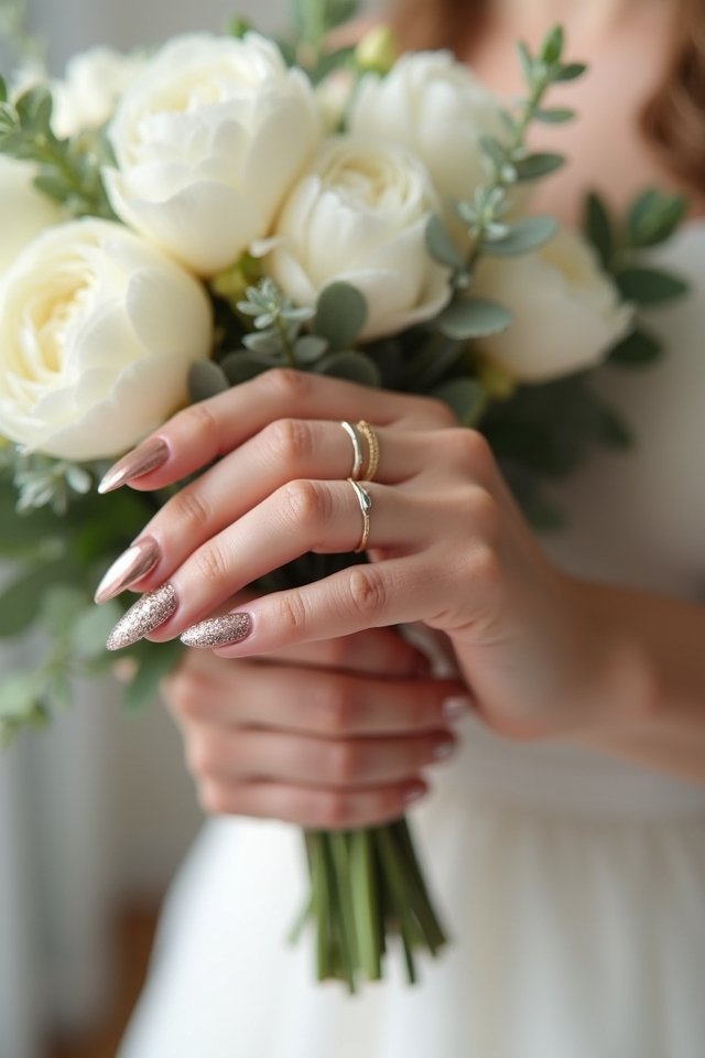 chic metallic bridal nails