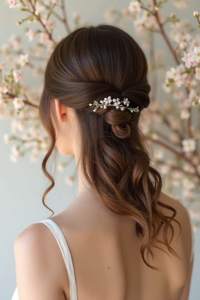chic polished half up hairstyle