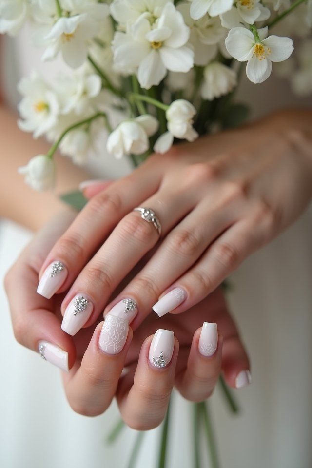 dazzling gemstone wedding nails