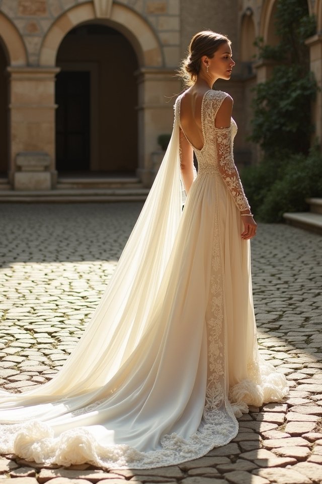 dramatic wedding dress trains