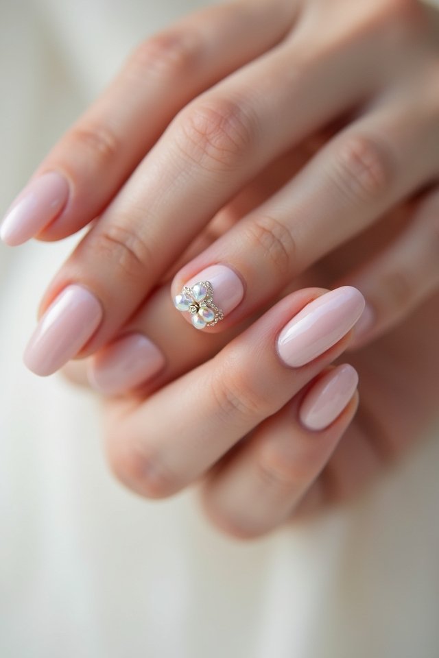dreamy blush pearl nails