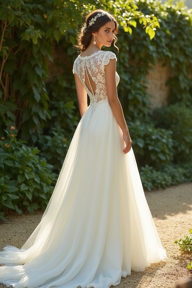 elegant a line cap sleeves