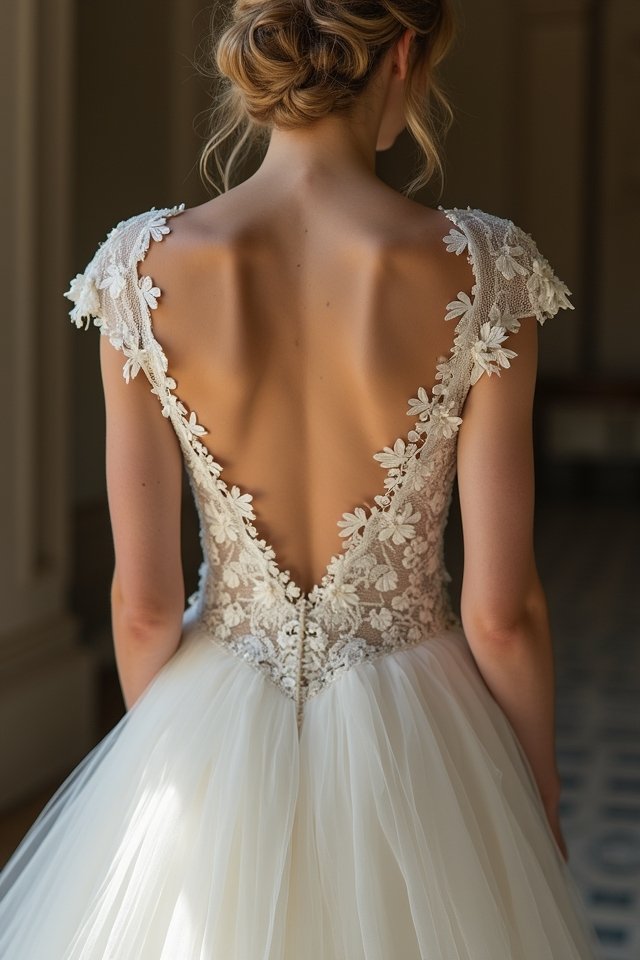 elegant cap sleeve details