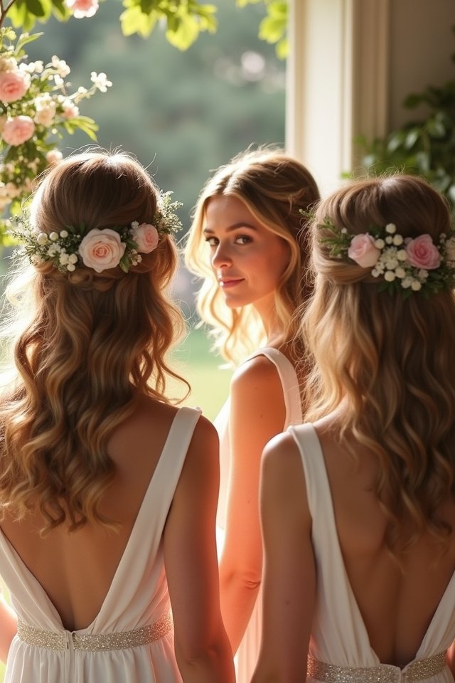 elegant half up curls