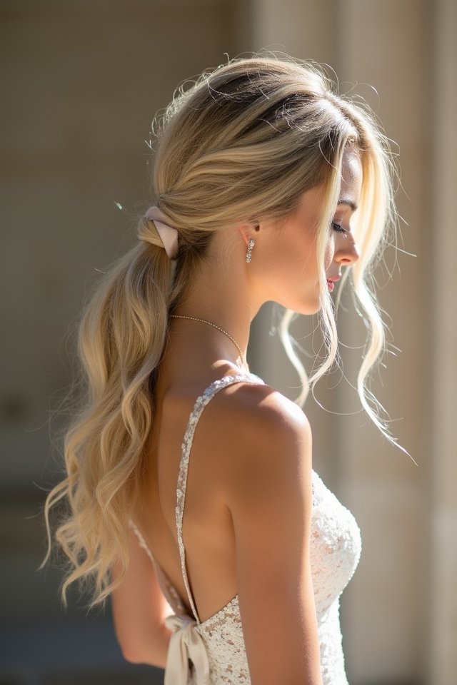 elegant low ponytail hairstyle