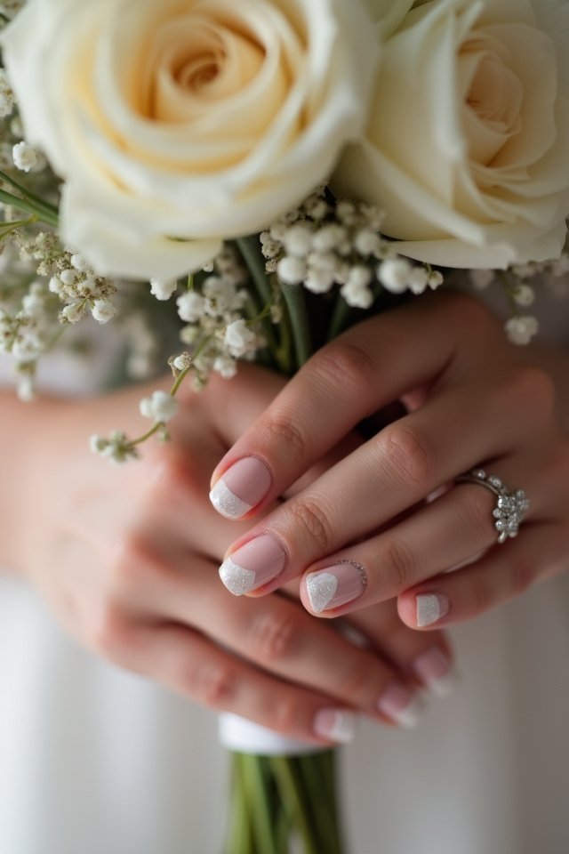 elegant nude bridal nails
