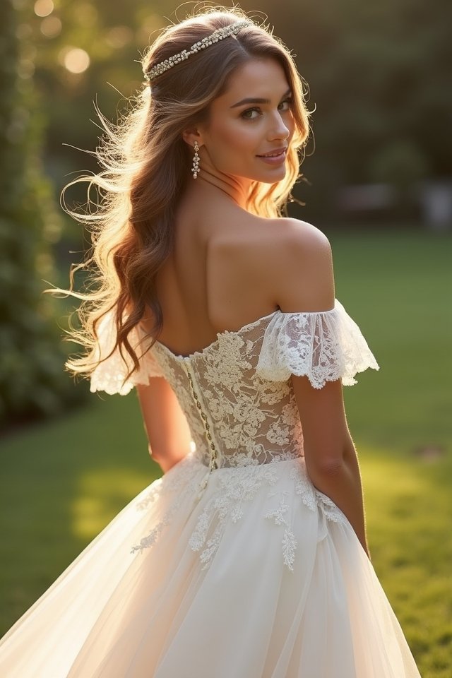 elegant off the shoulder gown