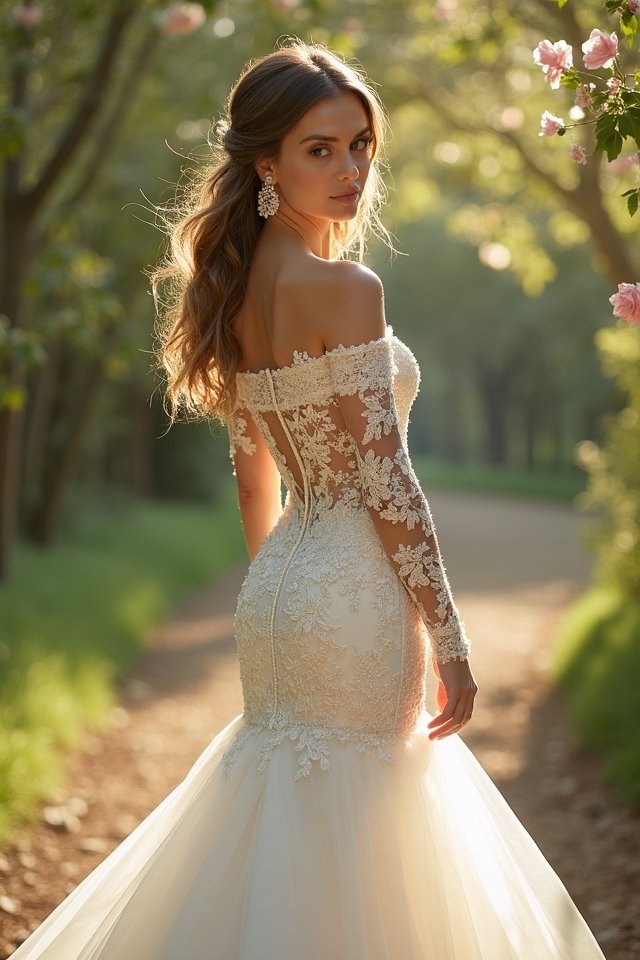 elegant off the shoulder lace