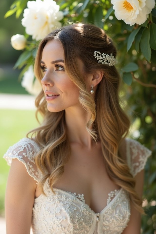 elegant playful half up hairstyle