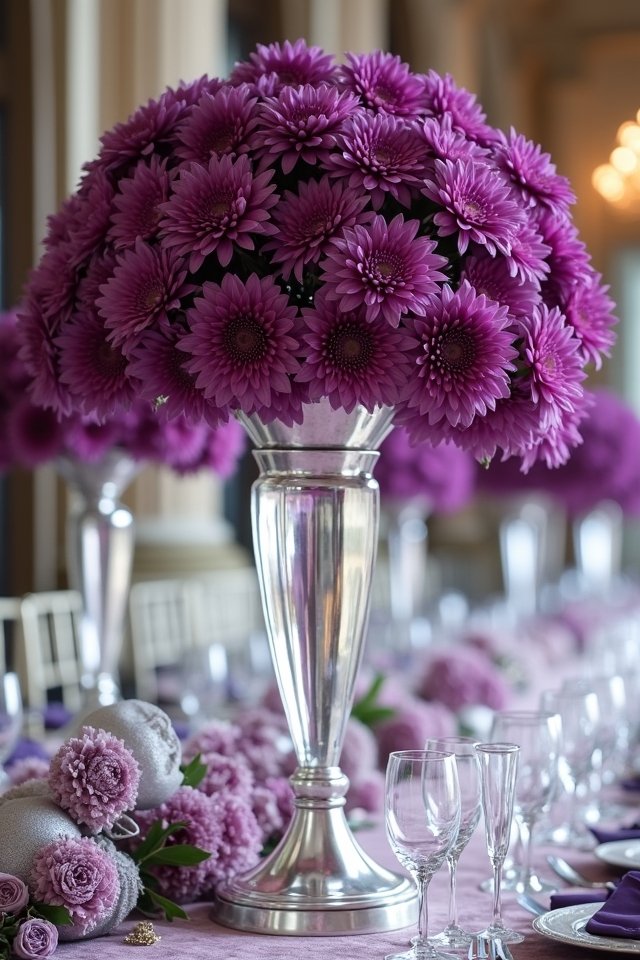 elegant purple chrysanthemum centerpieces