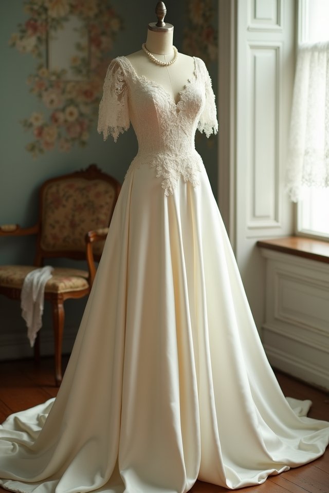 elegant satin a line gown