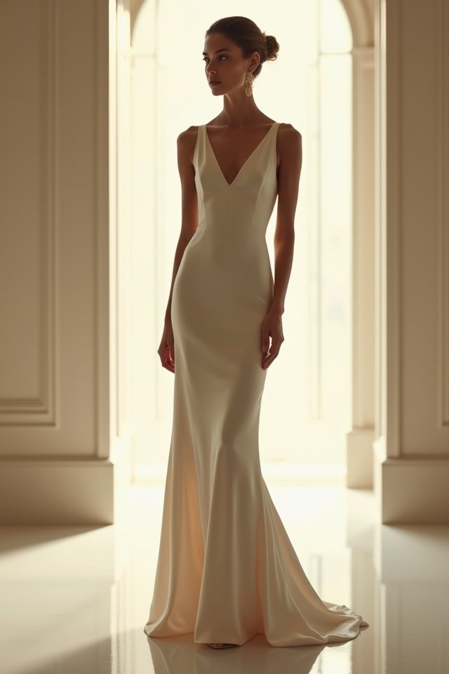 elegant satin column dress