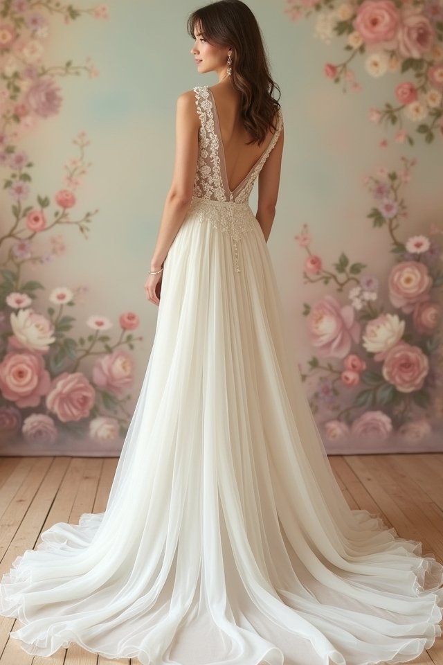 elegant silk drop waist gown