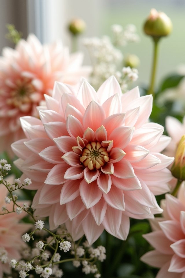 elegant soft blush dahlias