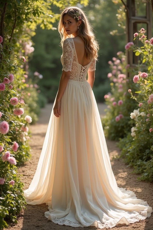 elegant tiered lace gown