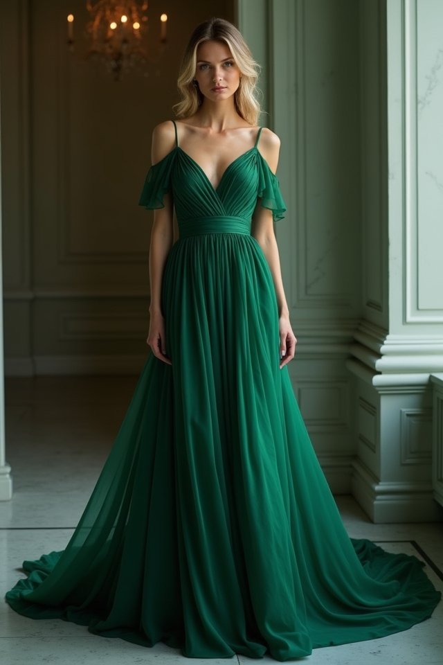 elegant v neck floor length dress