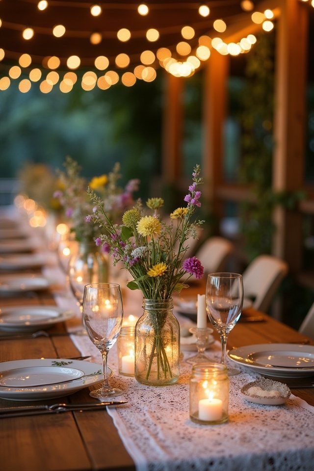 enchanting rustic wedding lighting