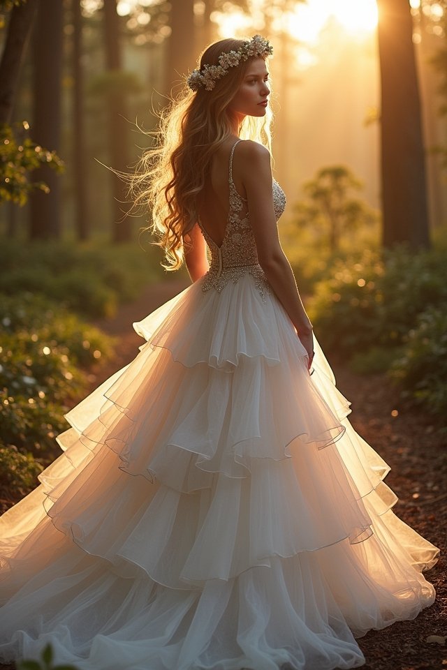 enchanting tiered skirt gown
