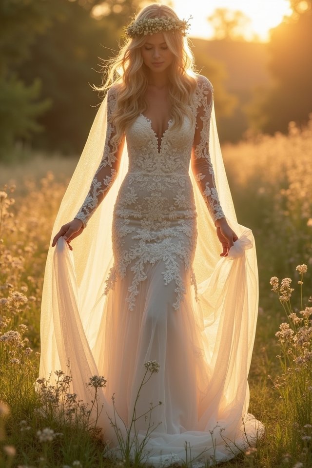 ethereal wedding gown materials
