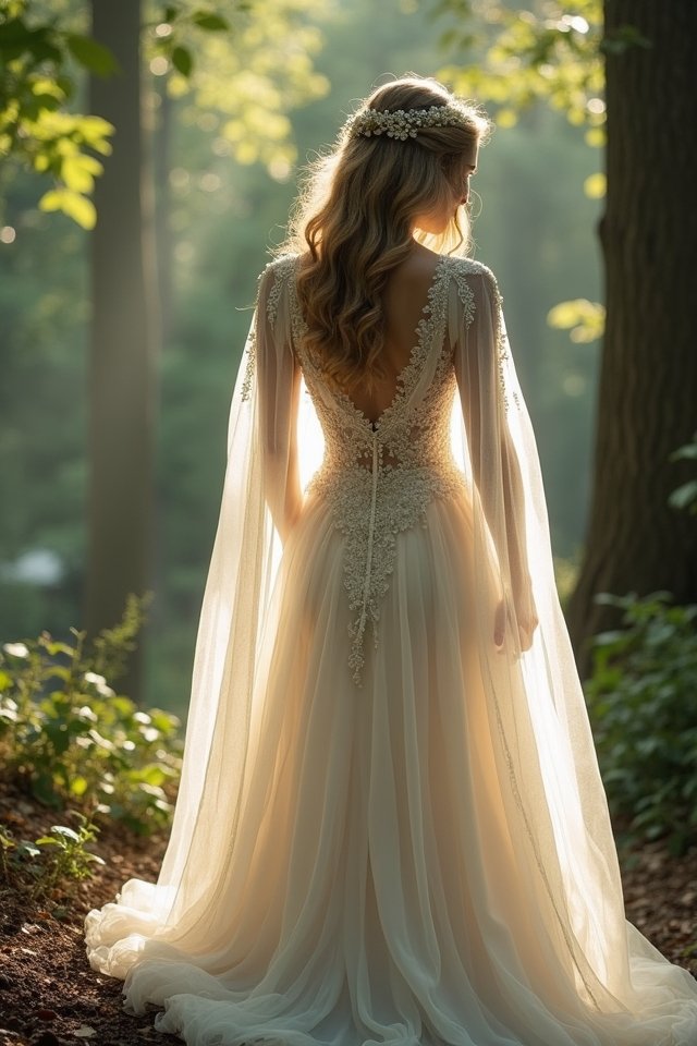 fairytale capelet wedding dress