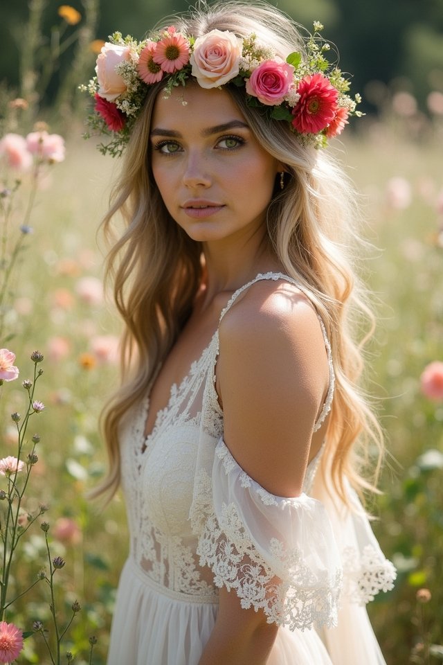 floral crown bohemian elegance