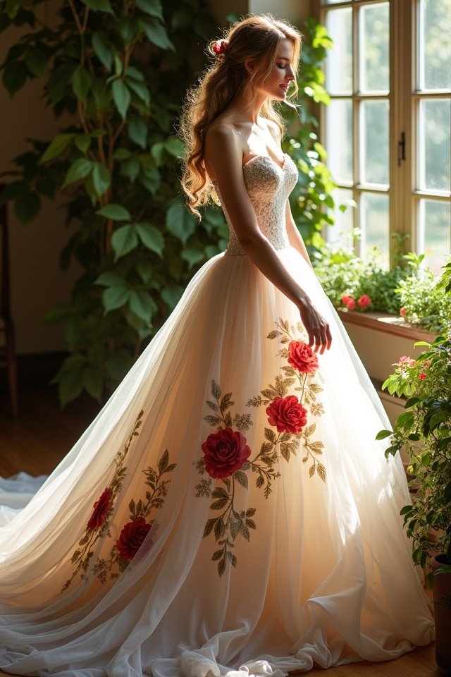 floral embroidered wedding dress