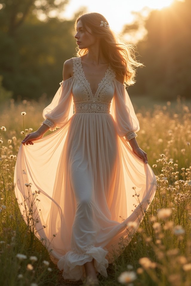 flowing chiffon wedding dress