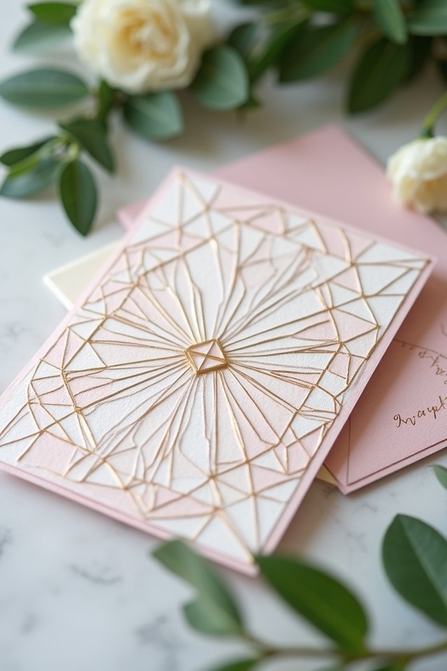 geometric foil wedding invitations