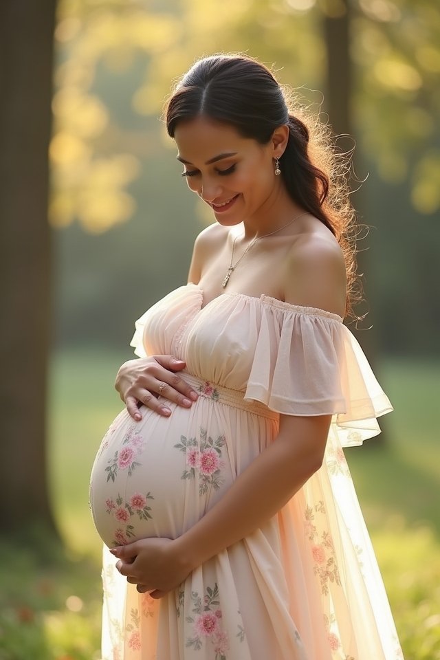 glamorous off shoulder maternity dress