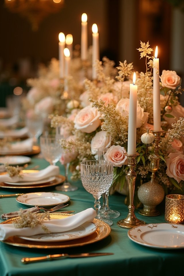 gleaming metallic tablescape accents