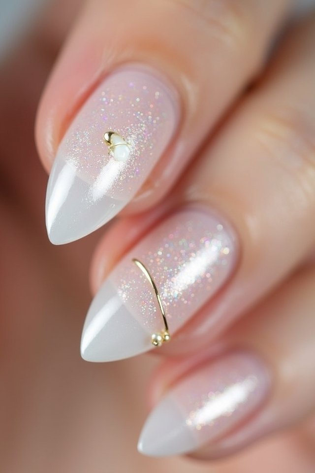 glossy clear wedding nails