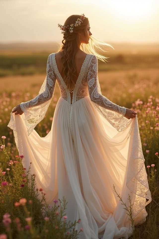 lace boho wedding gowns