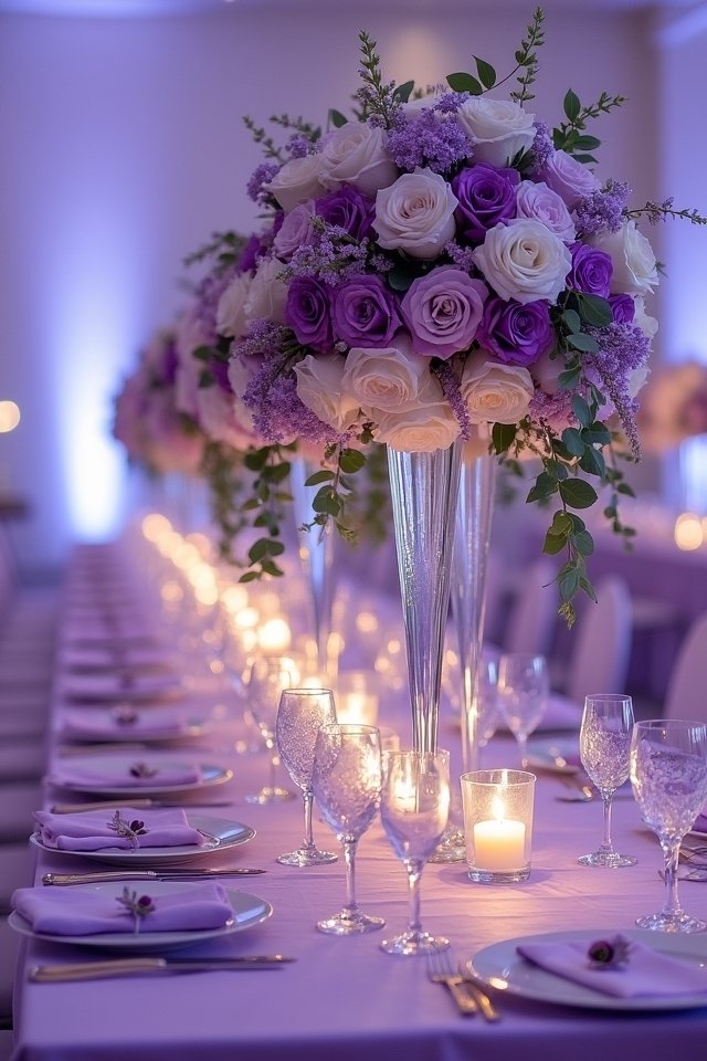 lavender and white roses