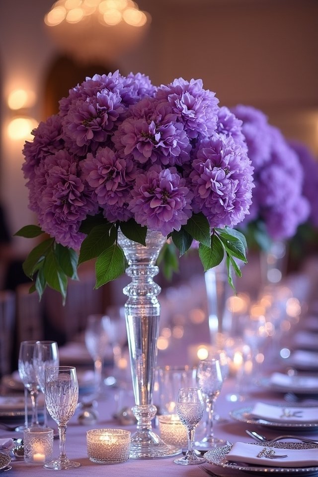 lavish purple floral centerpiece