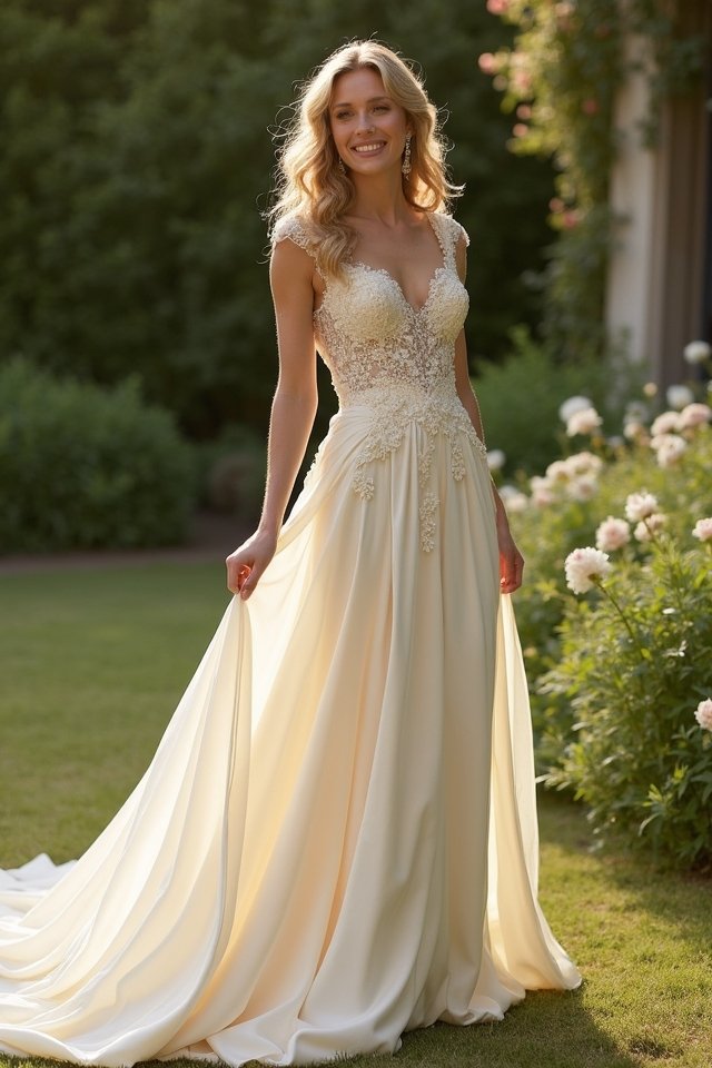 luxurious satin floral gown