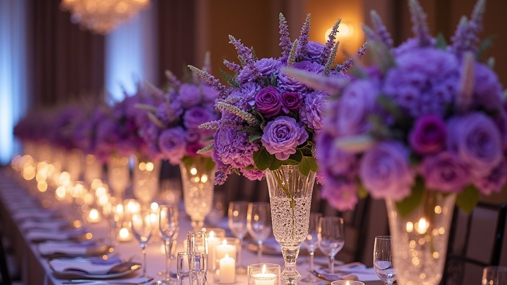 luxury purple flower centerpieces