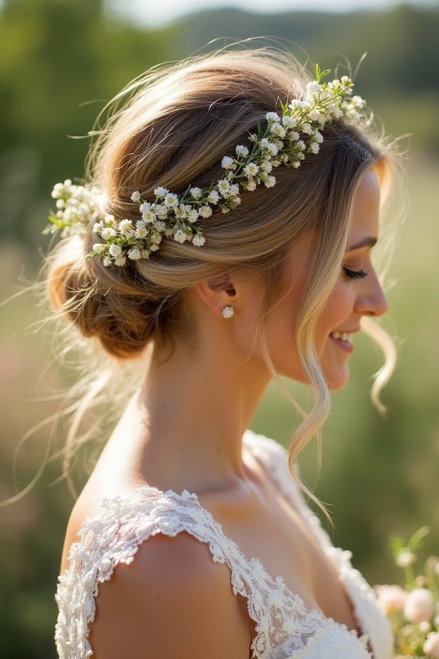 messy bun with waves
