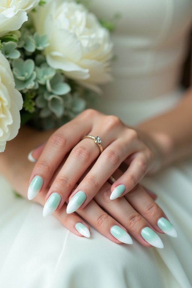 mint to white ombre