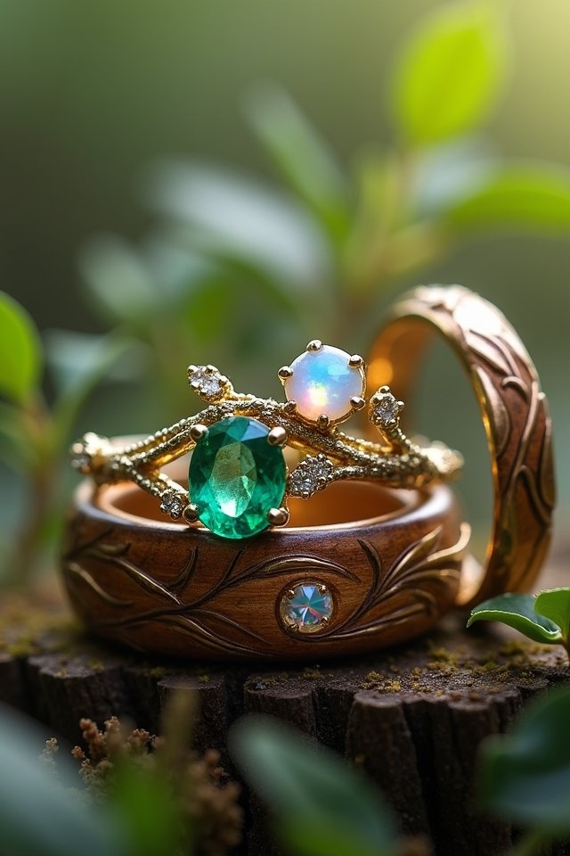 nature inspired botanical rings