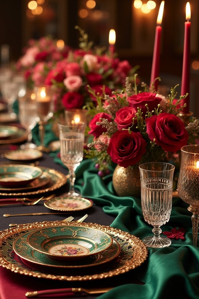 opulent jewel tones tablescape