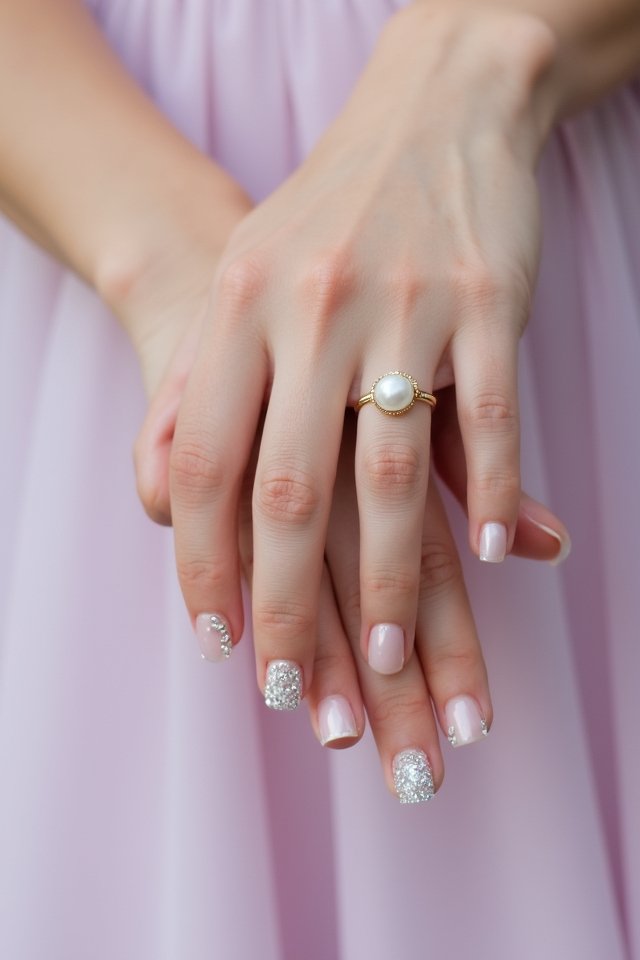 pastel nails with pearls