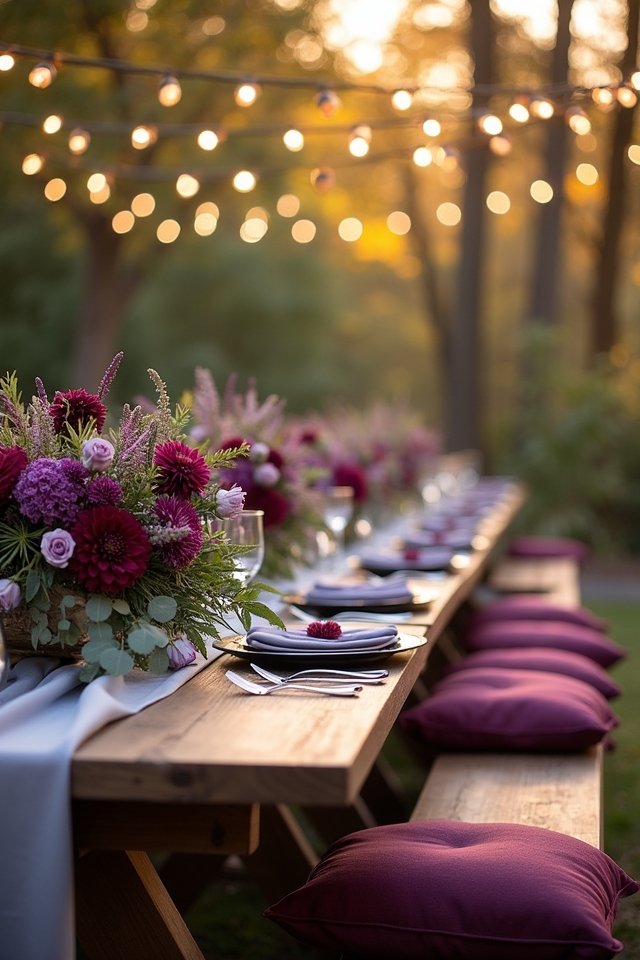 plum and soft gray elegance