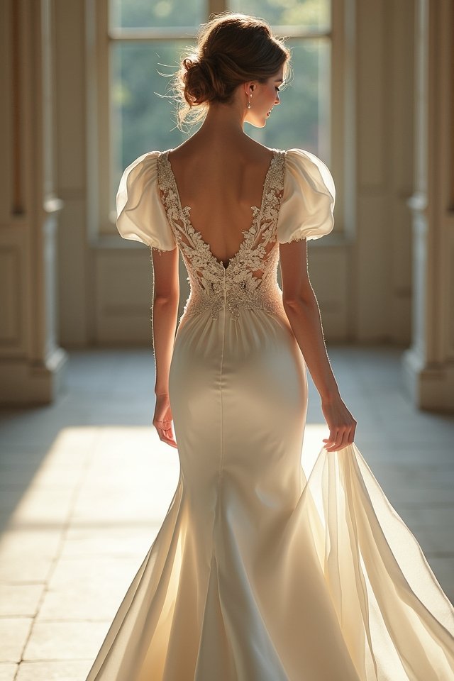 puff sleeve satin elegance