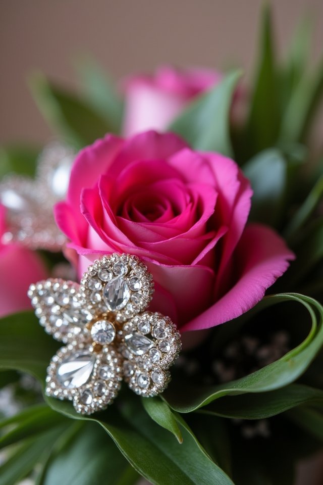 rhinestone corsage and boutonniere