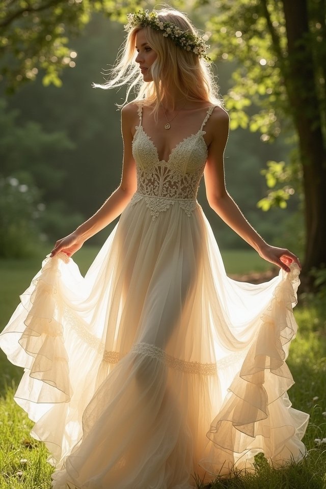 romantic flowing bohemian gown