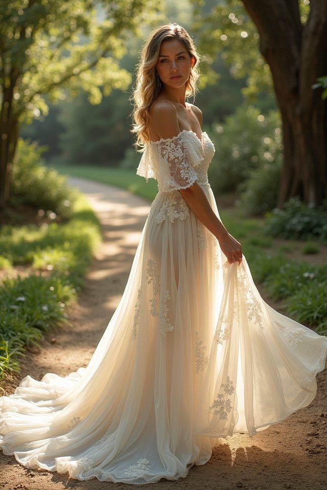 romantic off the shoulder elegance
