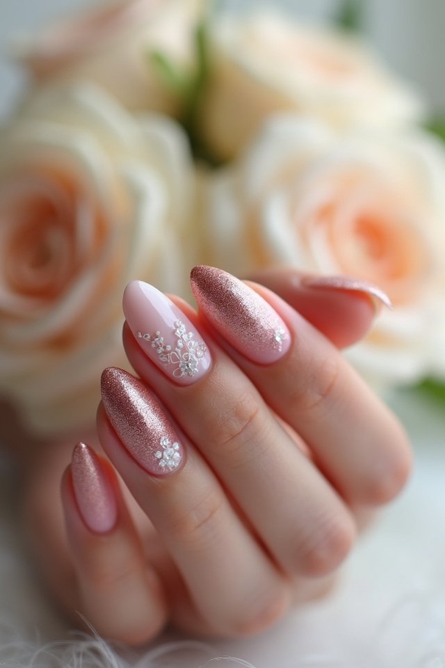 romantic rose gold nails